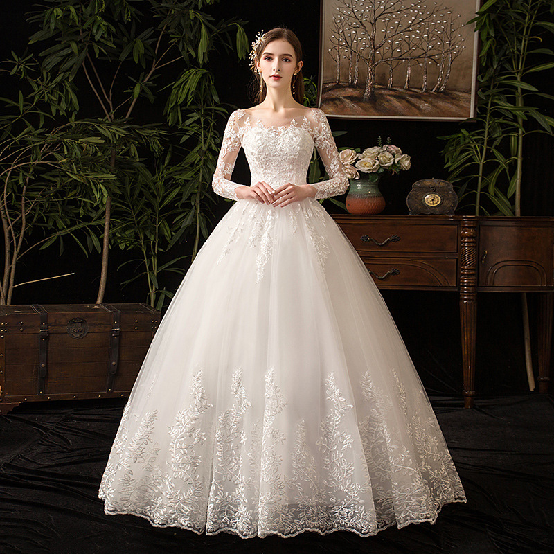 Long Sleeve lace ball gown Wedding Dress