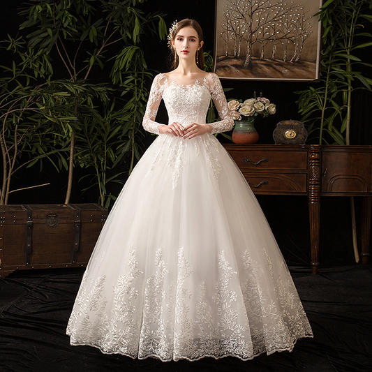 Long Sleeve lace ball gown Wedding Dress