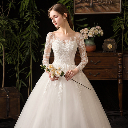 Long Sleeve lace ball gown Wedding Dress