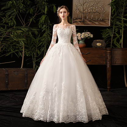 Long Sleeve lace ball gown Wedding Dress