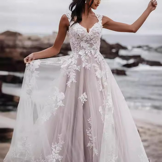 Lace wedding dress | ivory wedding dress | A-line wedding dress