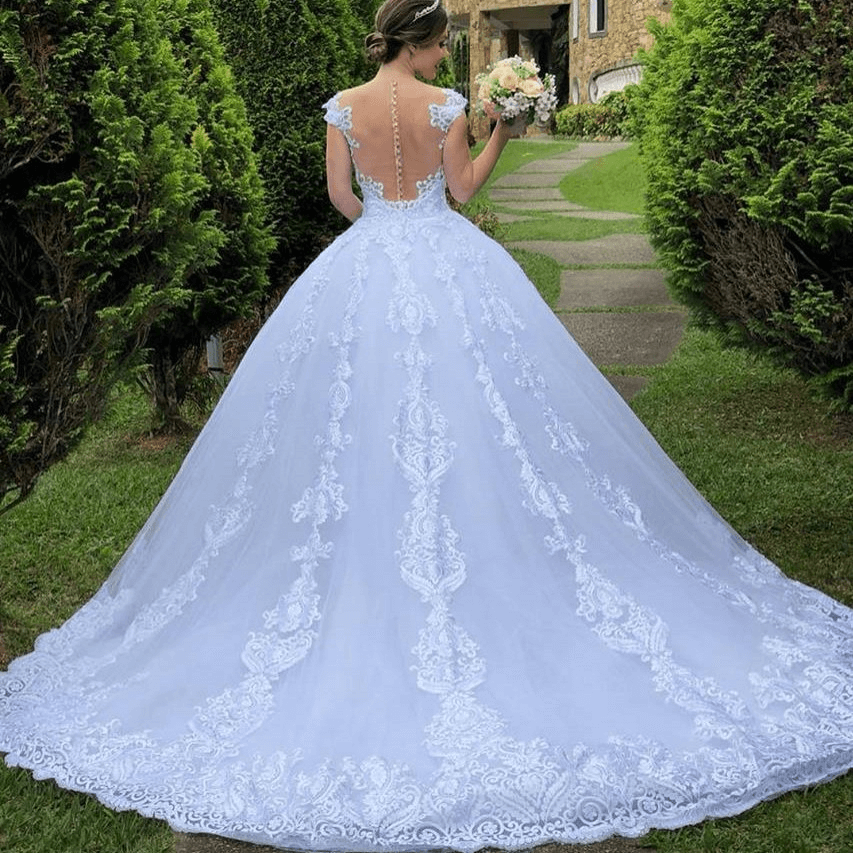 backless wedding dresses | Lace v-neck