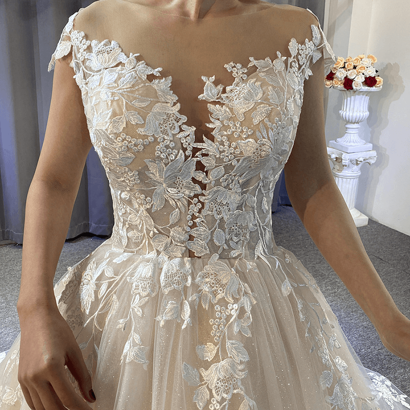 Lace wedding dress | V-neck backless