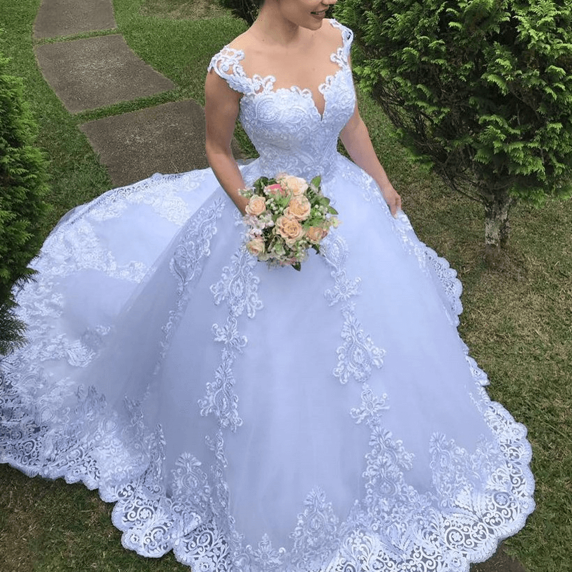 backless wedding dresses | Lace v-neck