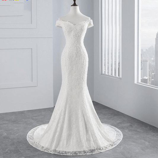 Lace simple mermaid wedding dress