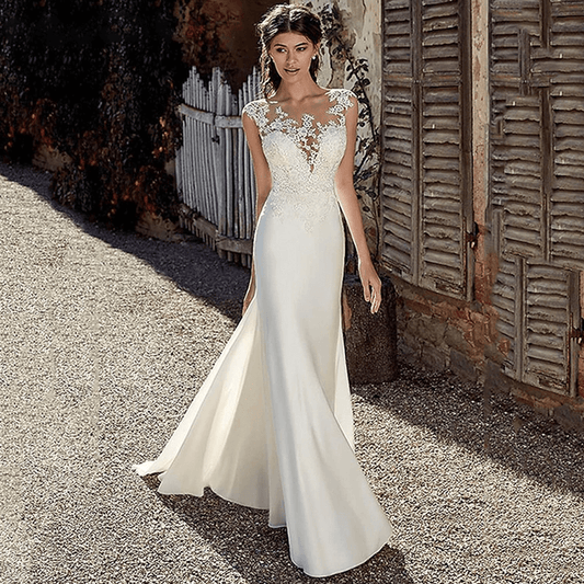 Lace mermaid wedding dresses | sleeveless
