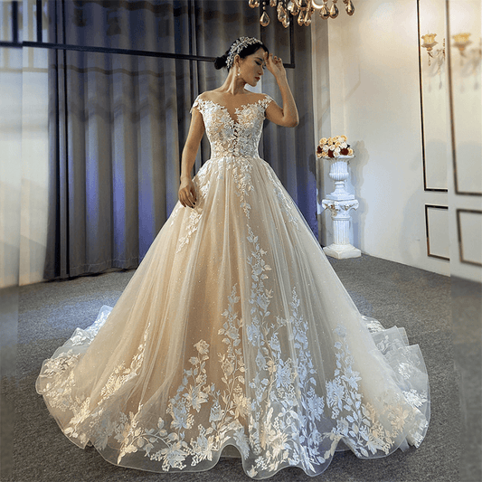 Lace wedding dress | V-neck backless
