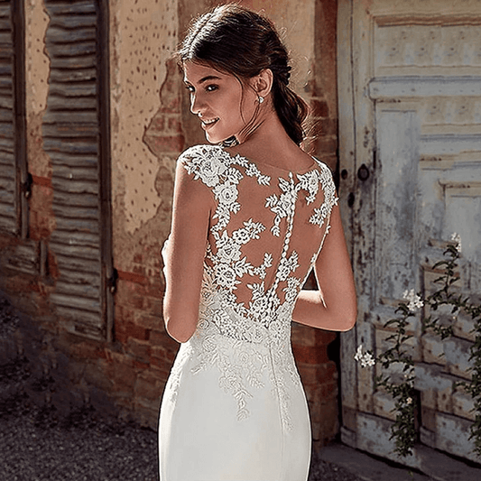 Lace mermaid wedding dresses | sleeveless